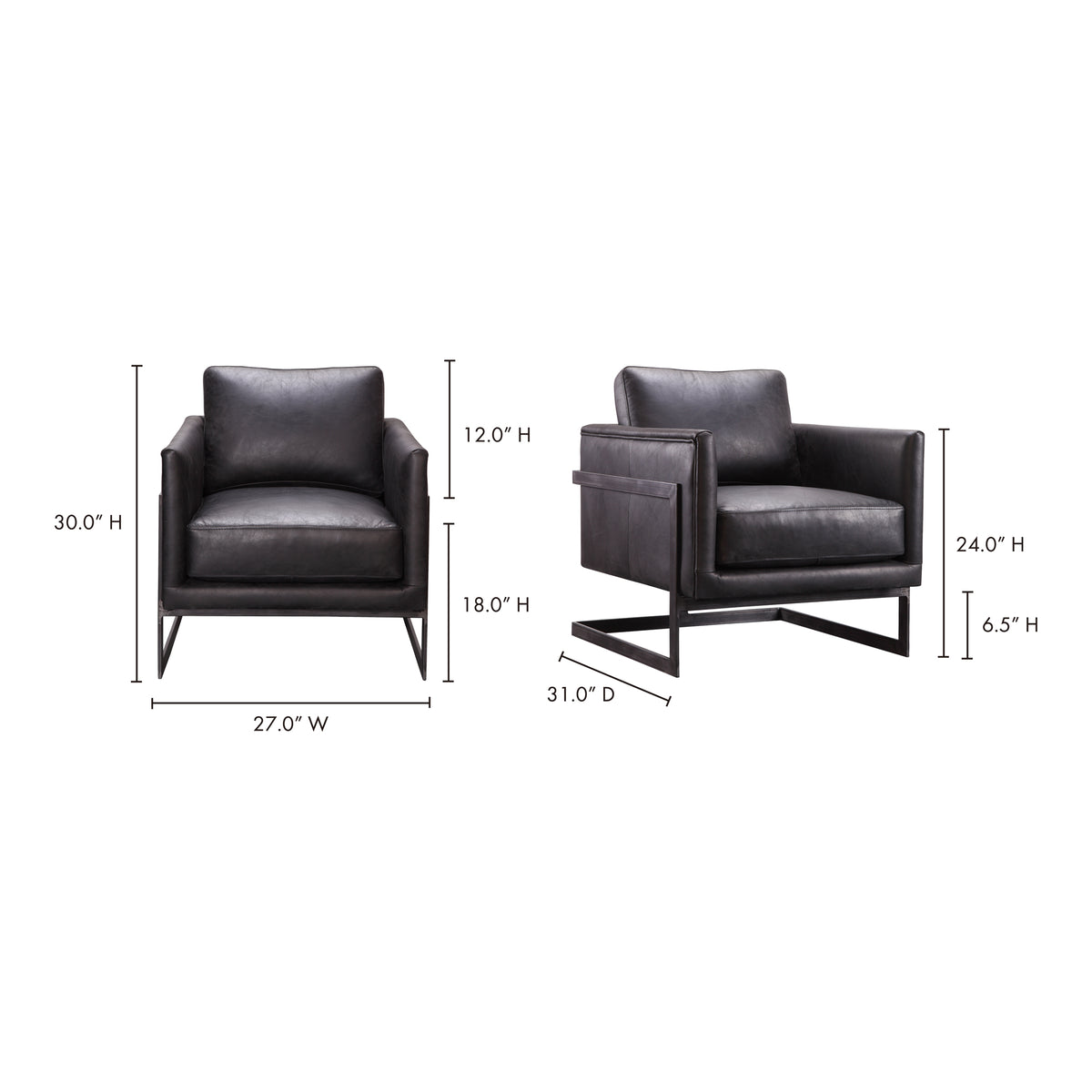 Luxley Club Chair – 27" Leather Accent Chair (2 Colors) (5)