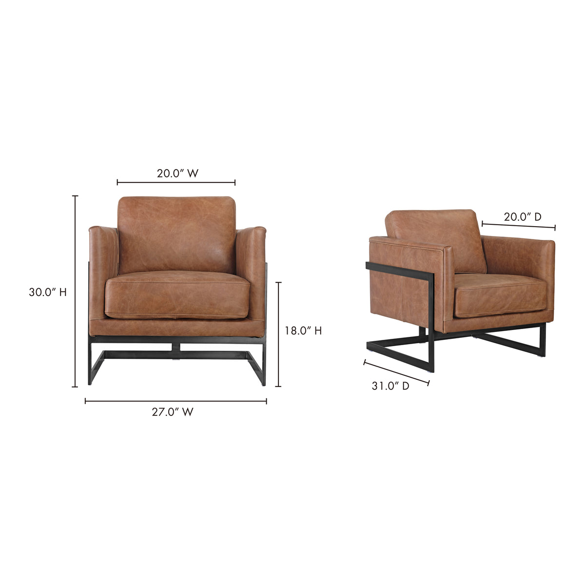 Luxley Club Chair – 27" Leather Accent Chair (2 Colors) (9)