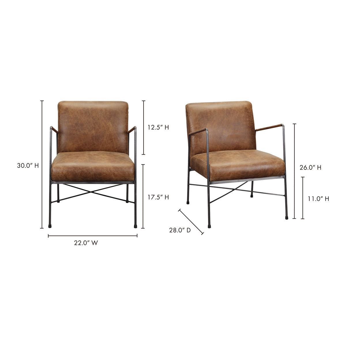 Dagwood Leather Armchair – 22" Accent Chair (5)