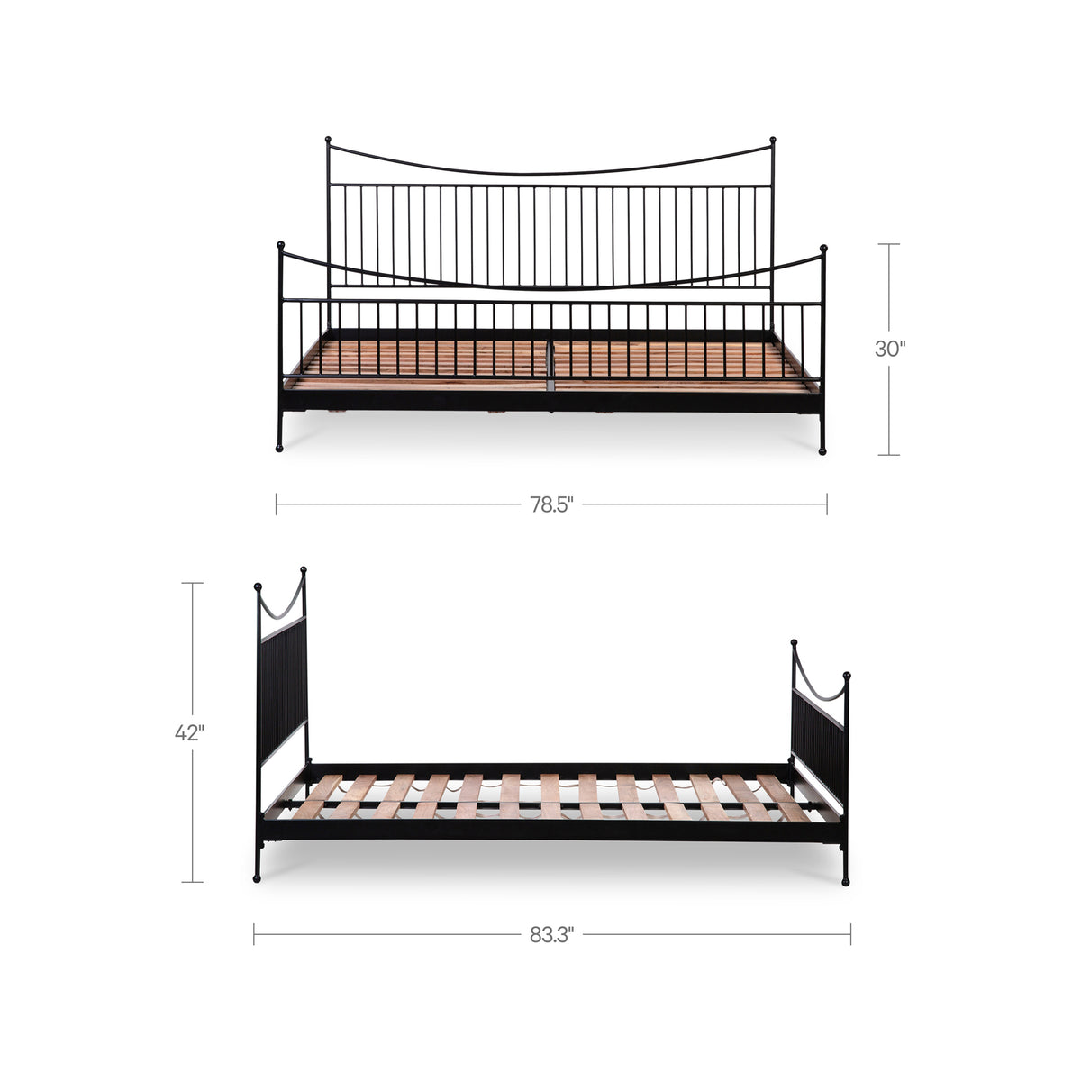 Monet Bed – 63.5" Iron and Acacia Bed (20)