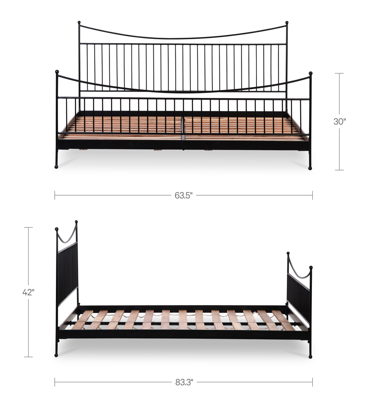 Monet Bed – 63.5" Iron and Acacia Bed (10)