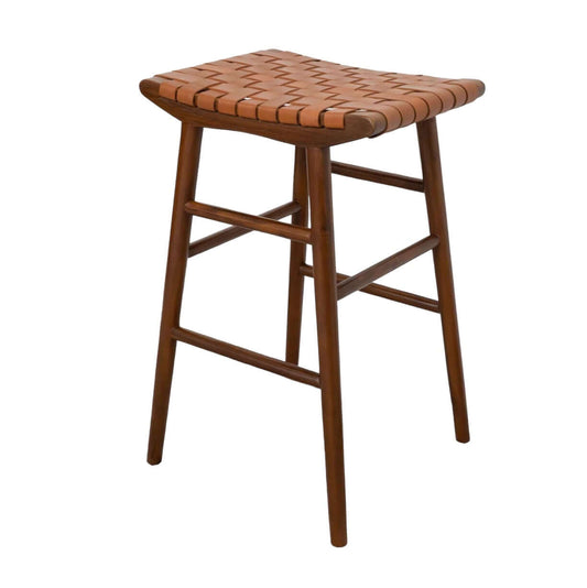 Maya Genuine Strapped Leather Bar Counter Stool (30") - Revel Sofa