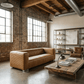 83" Leather Sofa with Solid Wood Frame | Modern Leather Couch (Brn or Blk) in an elegant living space
