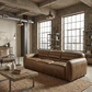 Dark Brown Top Grain Leather Sofa with Black Legs | 95" Contemporary Leather Couch in modern living room setting.