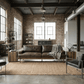 95" Chocolate Top Grain Leather Sofa with Black Legs | Modern Leather Couch in a stylish industrial living room setting.