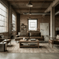 95" Chocolate Top Grain Leather Sofa with Black Legs | Modern Leather Couch in a stylish industrial living space.
