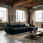 Lucifer Black & White Sectional Sofa – 127” Shimmer Fabric L-Shape Couch with 3 Pillows