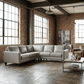 Gray Leather L-Shaped 3-Piece Corner Sectional Sofa 99"
