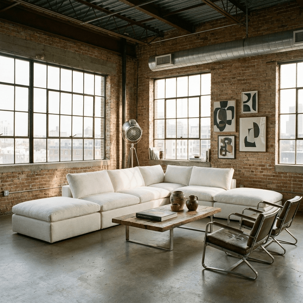 160" Linen Blend Modular Sofa With Storage Ottomans | Modern Sectional