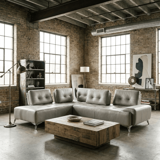 White Leather L Shaped Sectional Sofa