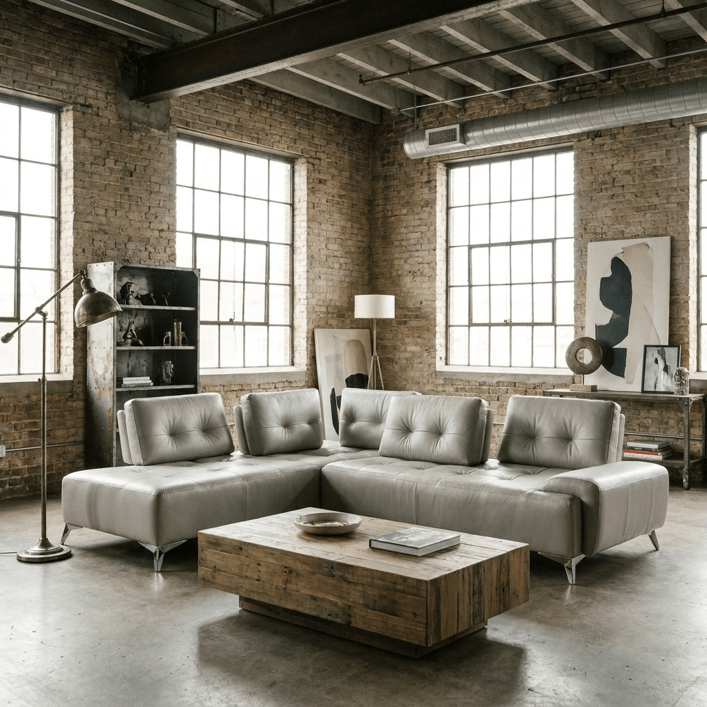 White Leather L Shaped Sectional Sofa | Modern Luxury Seating Component