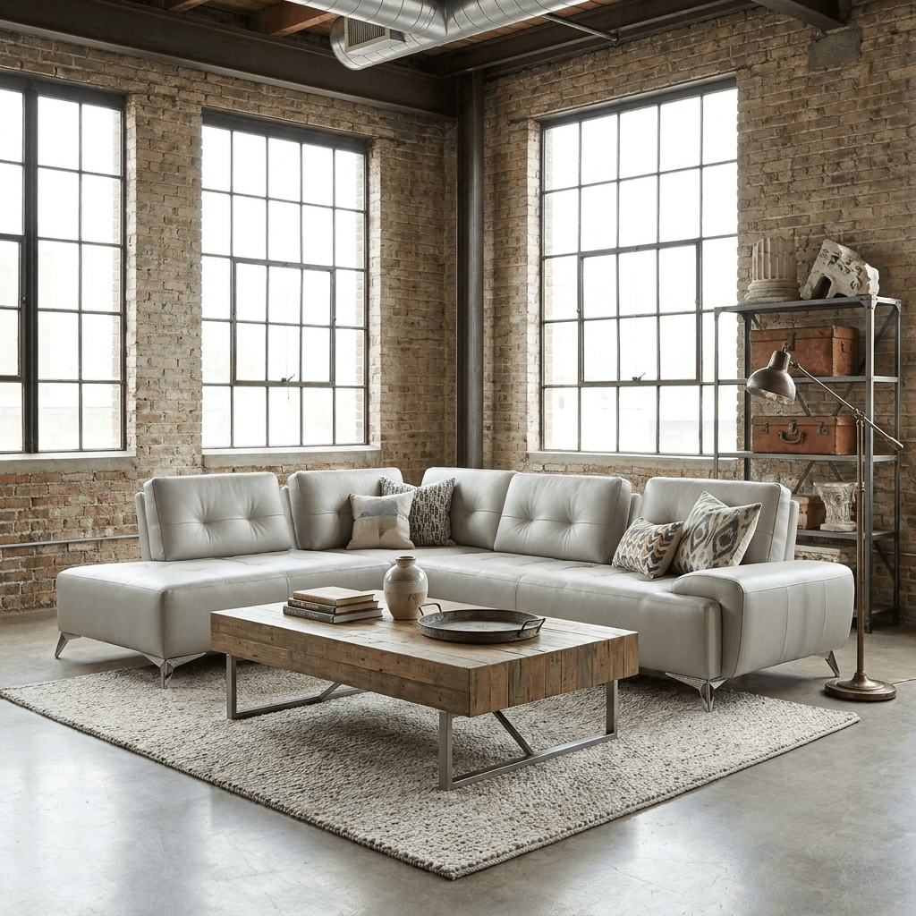 White Leather L Shaped Sectional Sofa | Modern Luxury Seating Component