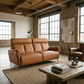 73" Camel Leather Power Reclining Loveseat with USB Port – Modern Leather Sofa