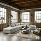 160" Linen Blend Modular Sofa With Storage Ottomans | Modern Sectional