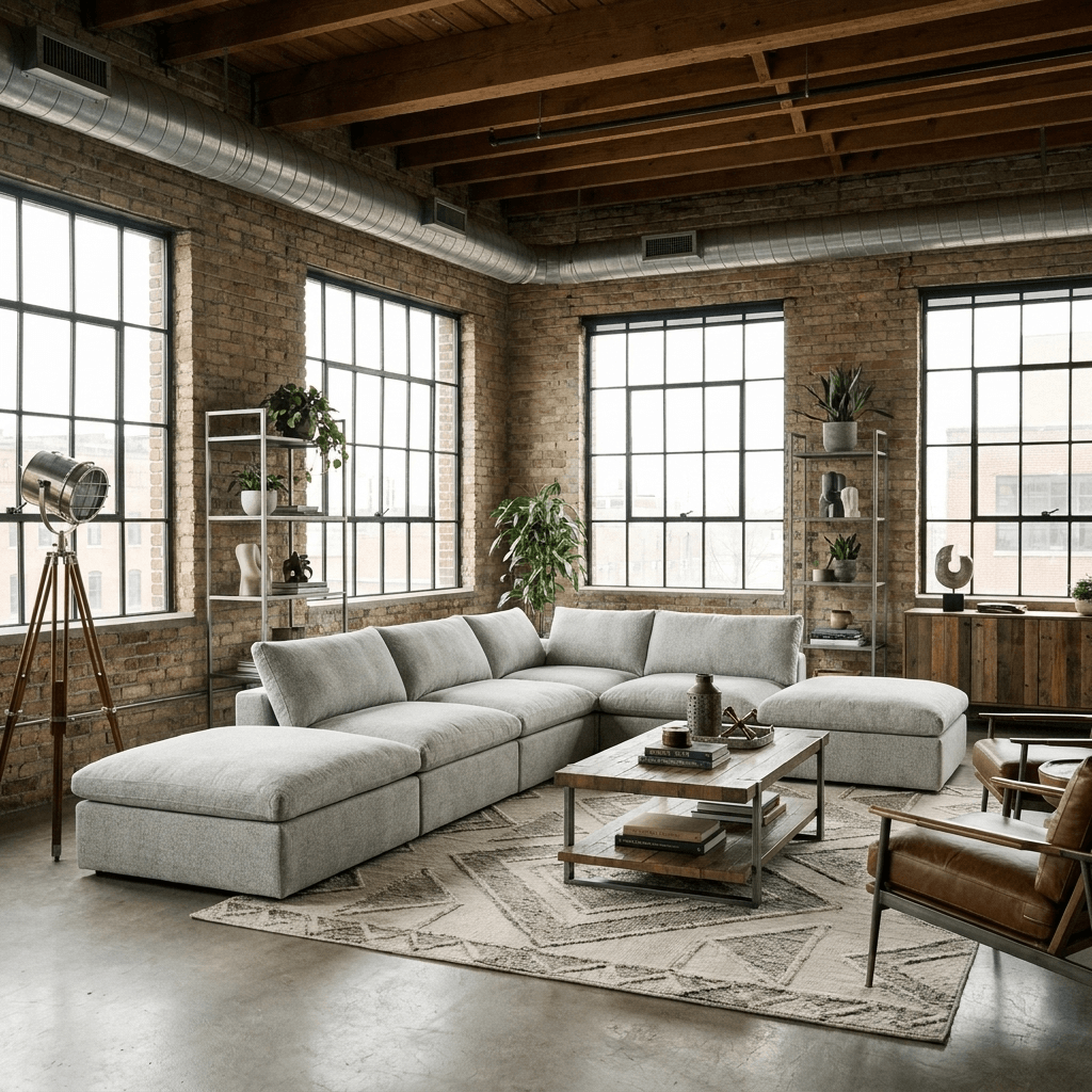 160" Linen Blend Modular Sofa With Storage Ottomans | Modern Sectional