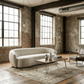 90" Off White Fabric Sofa with Black Metal Legs – Modern 3-Seater Sofa