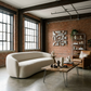 90" Off White Fabric Sofa with Black Metal Legs – Modern 3-Seater Sofa
