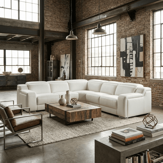 Italian Leather Power Reclining L-Shaped Sectional 112"