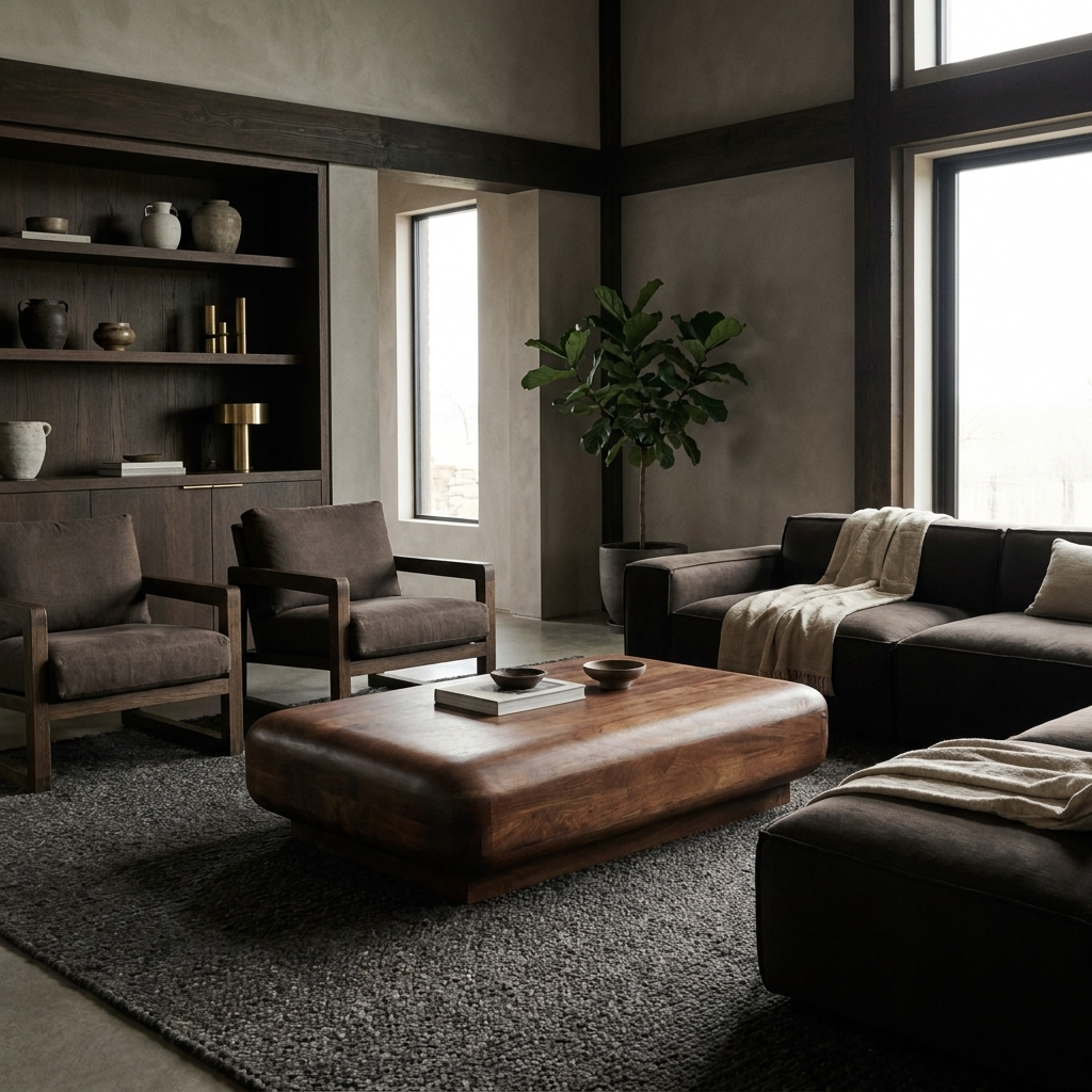 Aurelius Low Profile Round Edge Solid Wood Coffee Table (39") – Handcrafted Modern Coffee Table