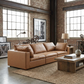 122" Beige Top Grain Leather Power Reclining Sofa | Modern Luxury Sofa