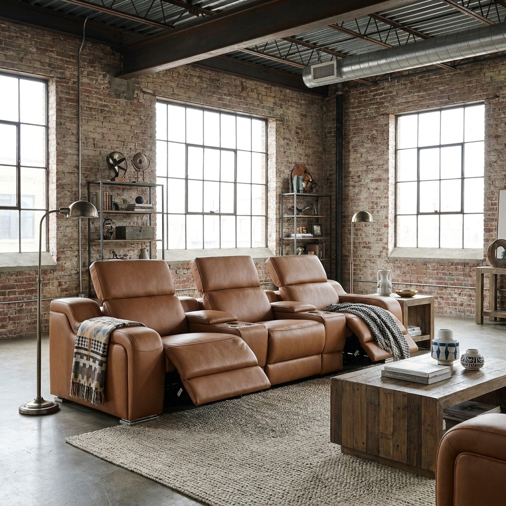 129" Italian Leather Power Reclining Sofa with USB Charging | Luxury Modern Recliner