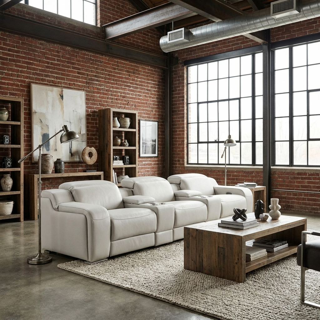 129" Italian Leather Power Reclining Sofa with USB Charging | Luxury Modern Recliner