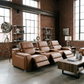 129" Italian Leather Power Reclining Sofa with USB Charging | Luxury Modern Recliner