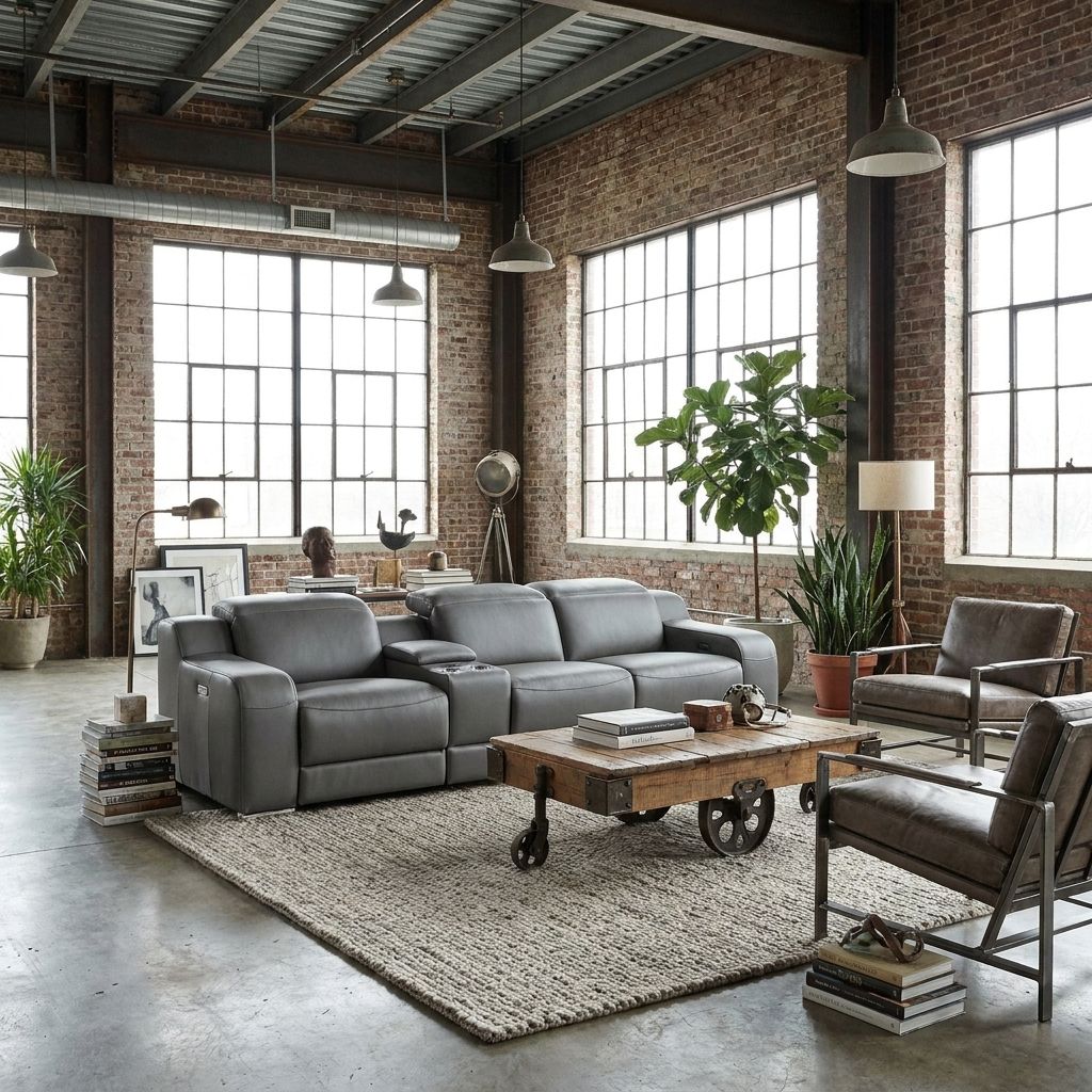 129" Italian Leather Power Reclining Sofa with USB Charging | Luxury Modern Recliner