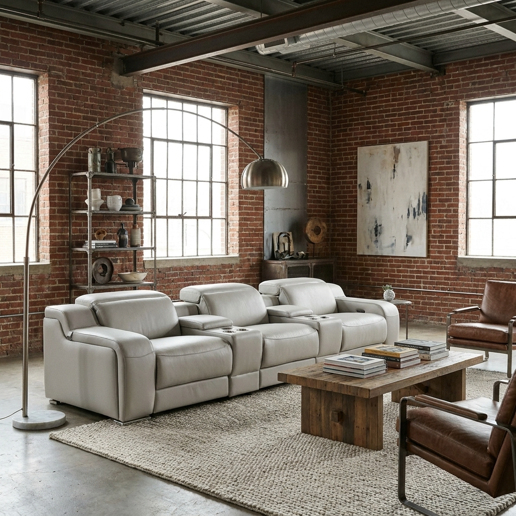 129" Italian Leather Power Reclining Sofa with USB Charging | Luxury Modern Recliner