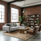 90" Linen Sleeper Sofa with Toss Pillows & Silver Stainless Steel Legs