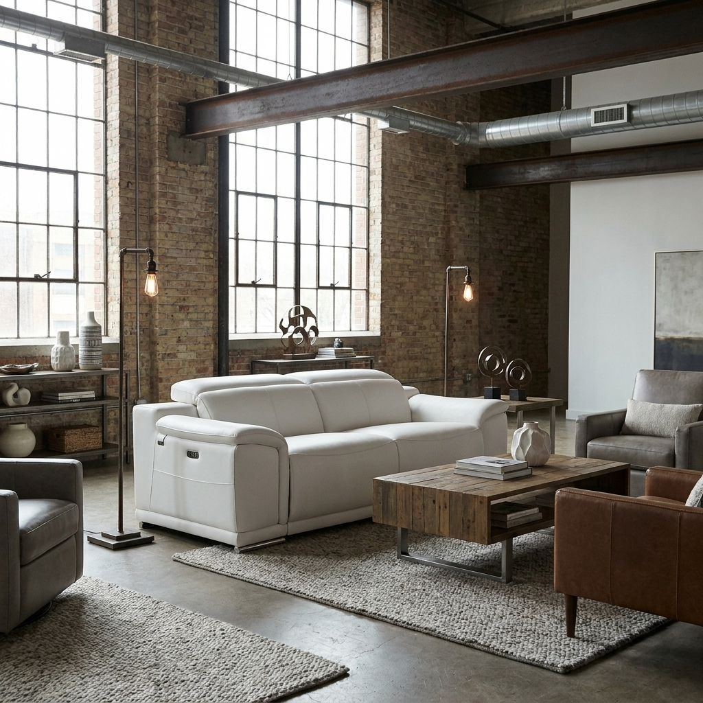 86" Italian Leather Power Reclining Sofa with USB Charging