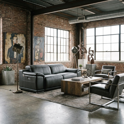 86" Italian Leather Power Reclining Sofa with USB Charging