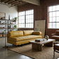 74" Mustard Top Grain Leather Sofa with Black Legs