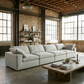 160" White Linen Blend Modular Sofa With Toss Pillows | Oversized Modern Sofa