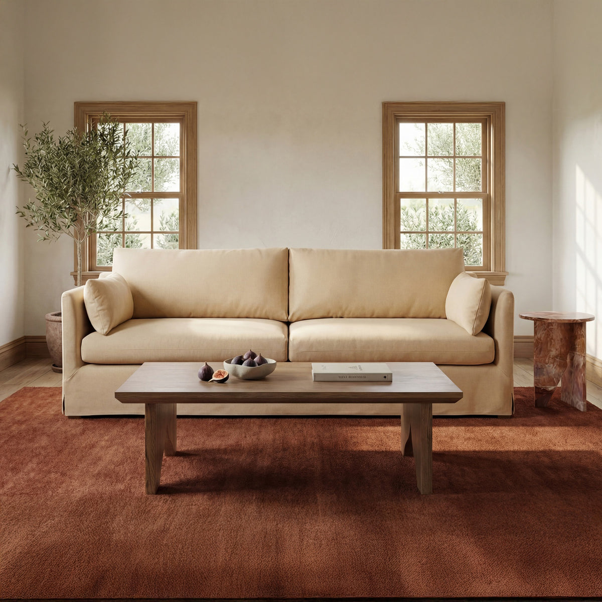 Lake Coffee Table – 54" Solid Oak Coffee Table (2 Colors) (9)