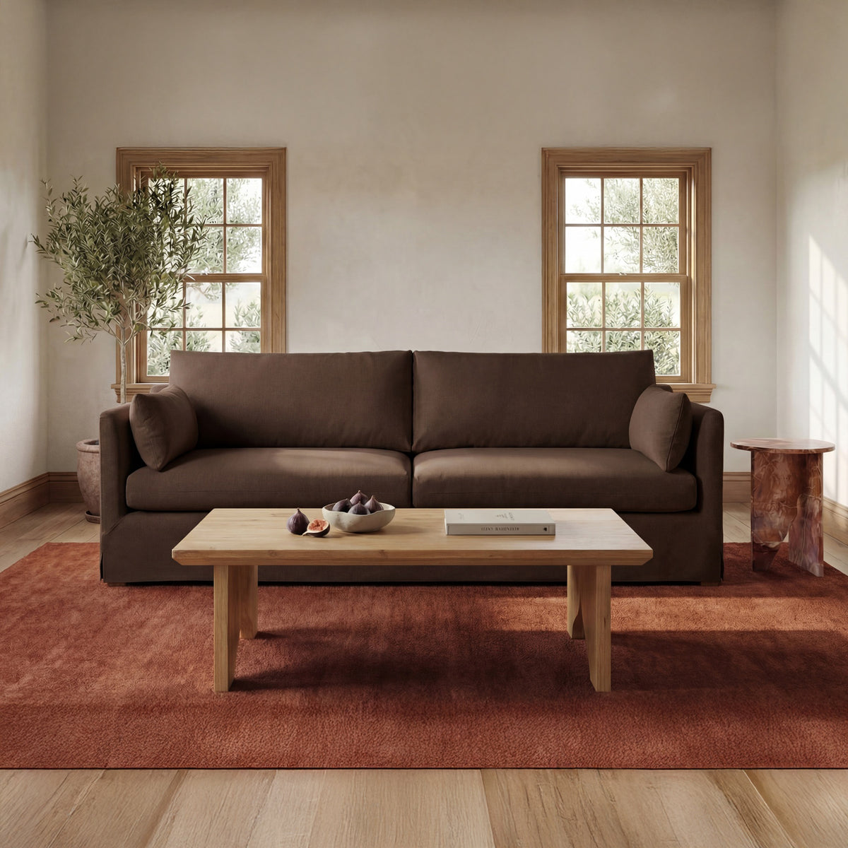 Lake Coffee Table – 54" Solid Oak Coffee Table (2 Colors) (20)
