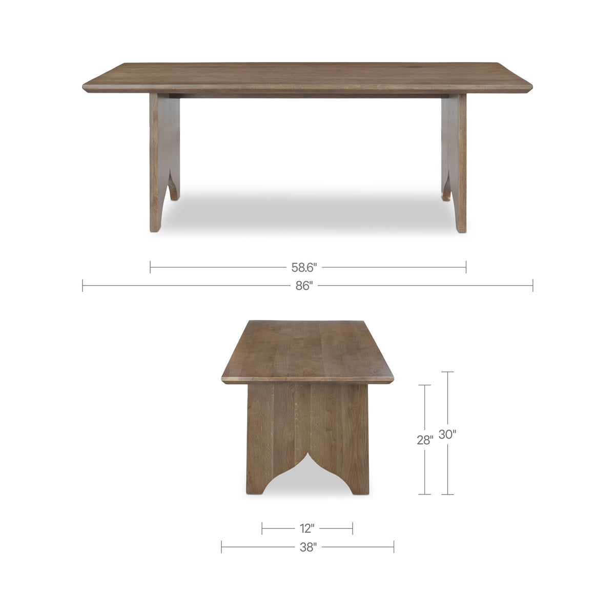 Lake Dining Table – 86" Solid Oak Dining Table (2 Colors) (10)