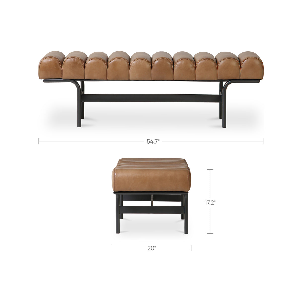 Harrison Bench – 54.75" Buffalo Leather Bench (8)