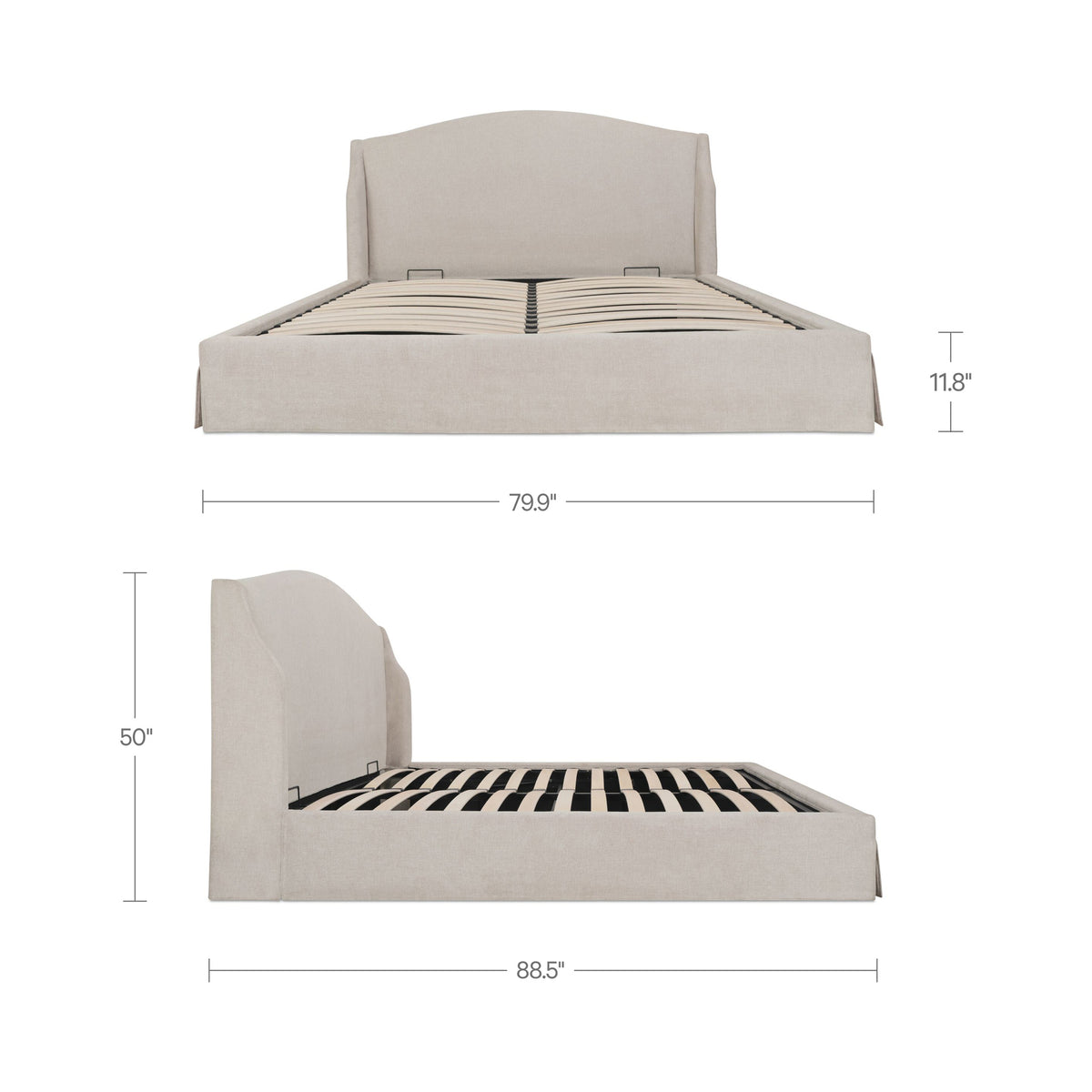 Weston Storage Bed – 88.58" Wingback Upholstered Storage Bed (2 Colors) (15)