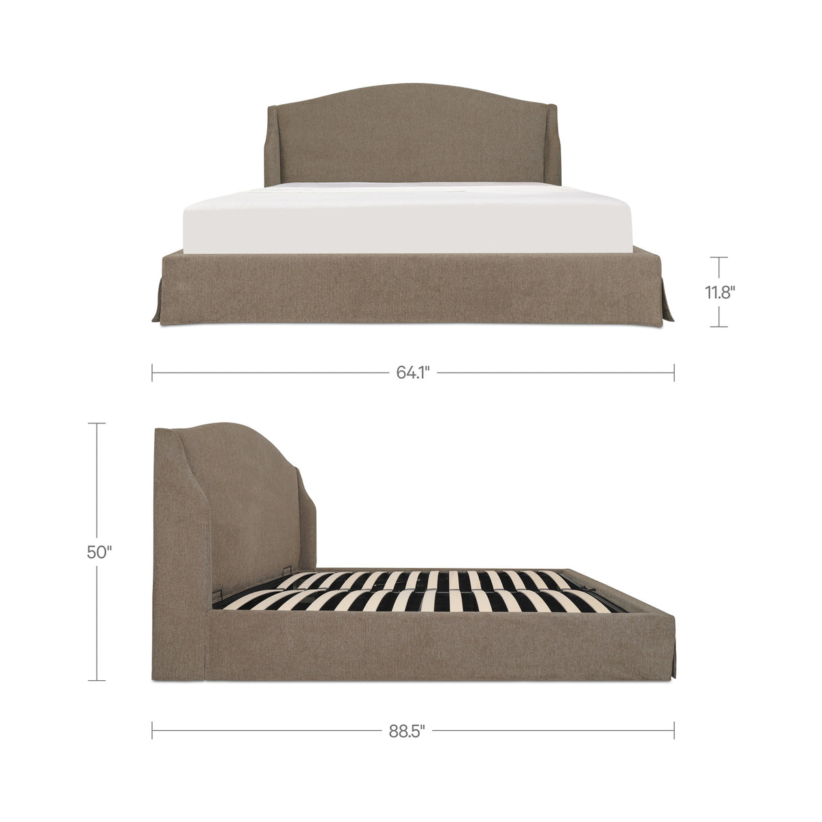 Weston Storage Bed – 88.58" Wingback Upholstered Storage Bed (2 Colors) (22)