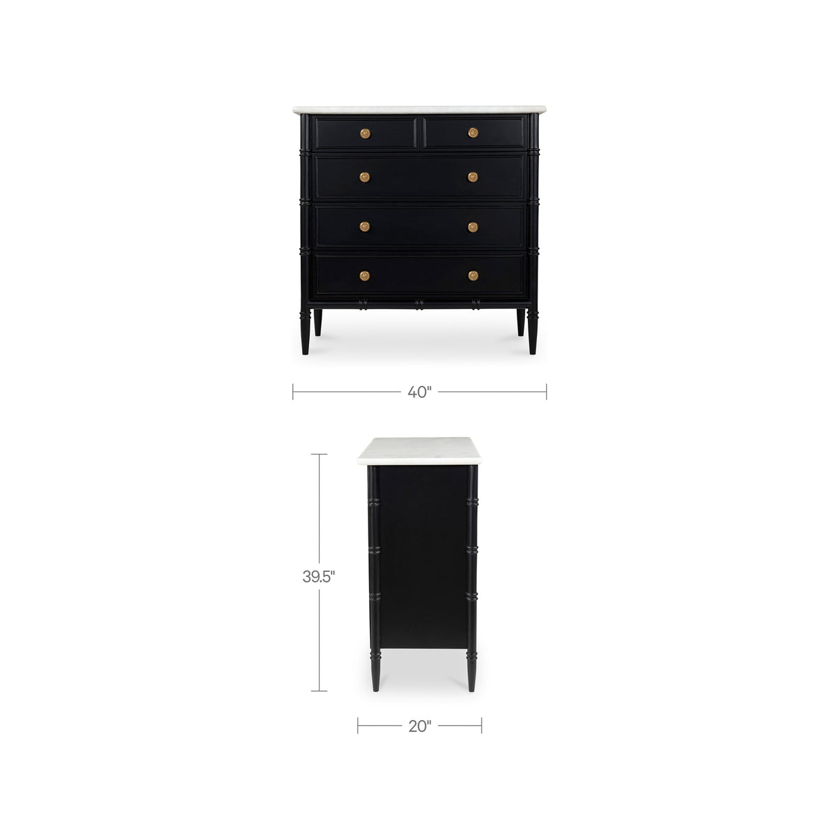 Eleanor Chest – 40" Marble Top 5 Drawer Chest (16)