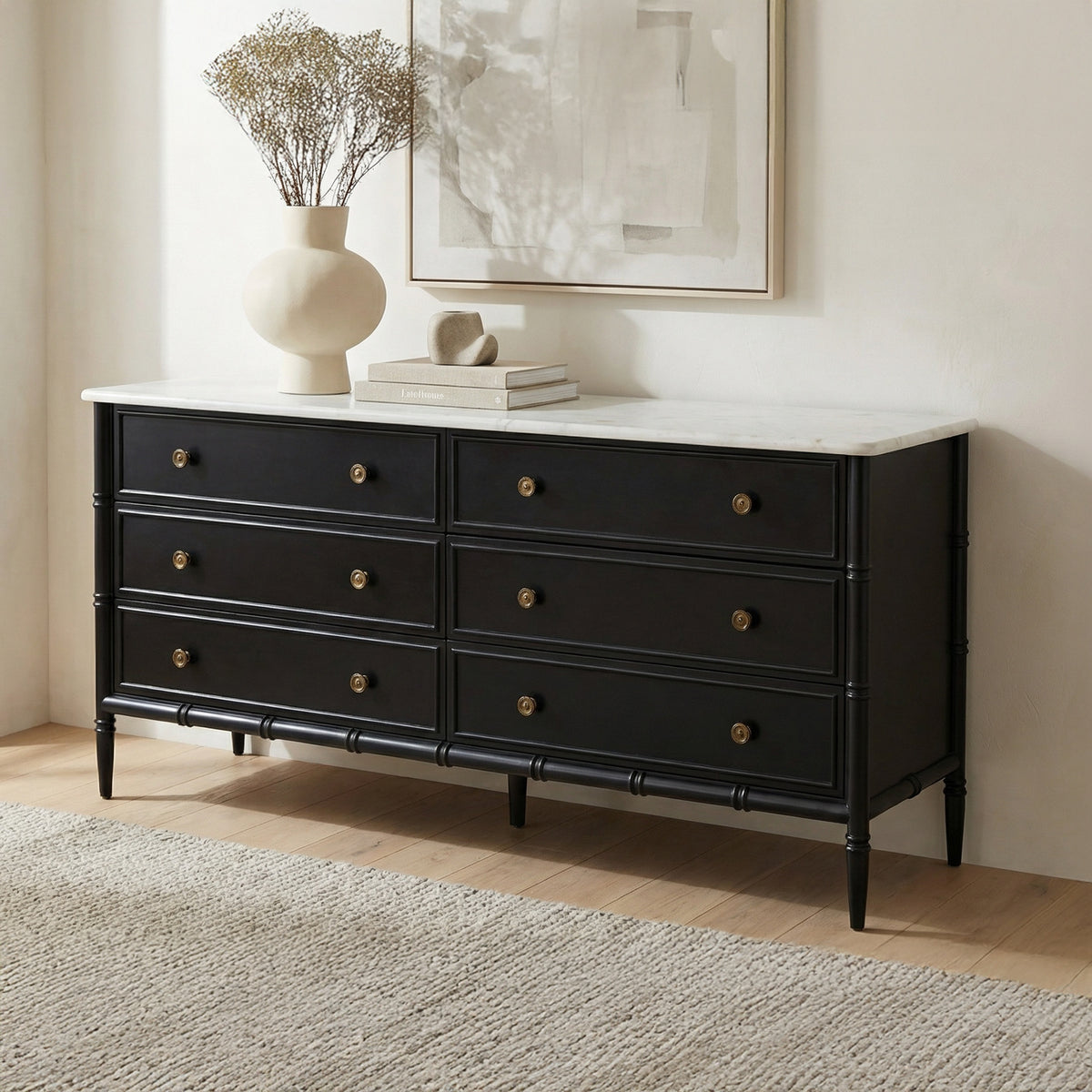 Eleanor Dresser – 75" Marble Top 6 Drawer Dresser (11)
