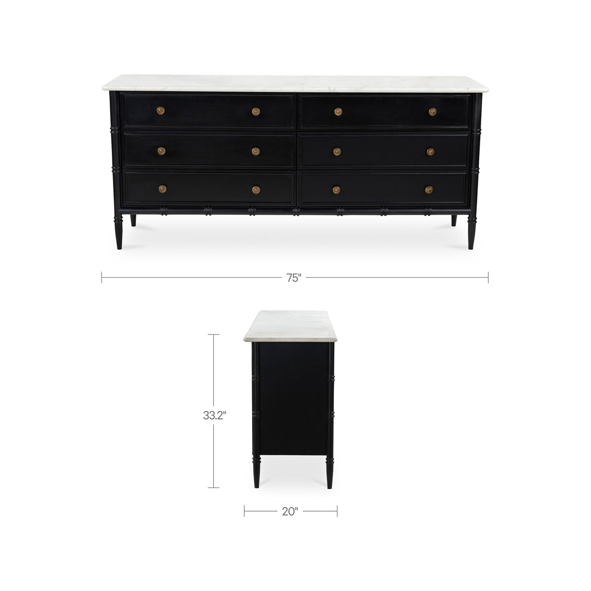 Eleanor Dresser – 75" Marble Top 6 Drawer Dresser (12)