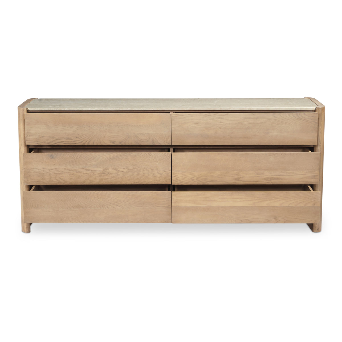 Lane Dresser – 72" Oak and Marble 6-Drawer Dresser (2)