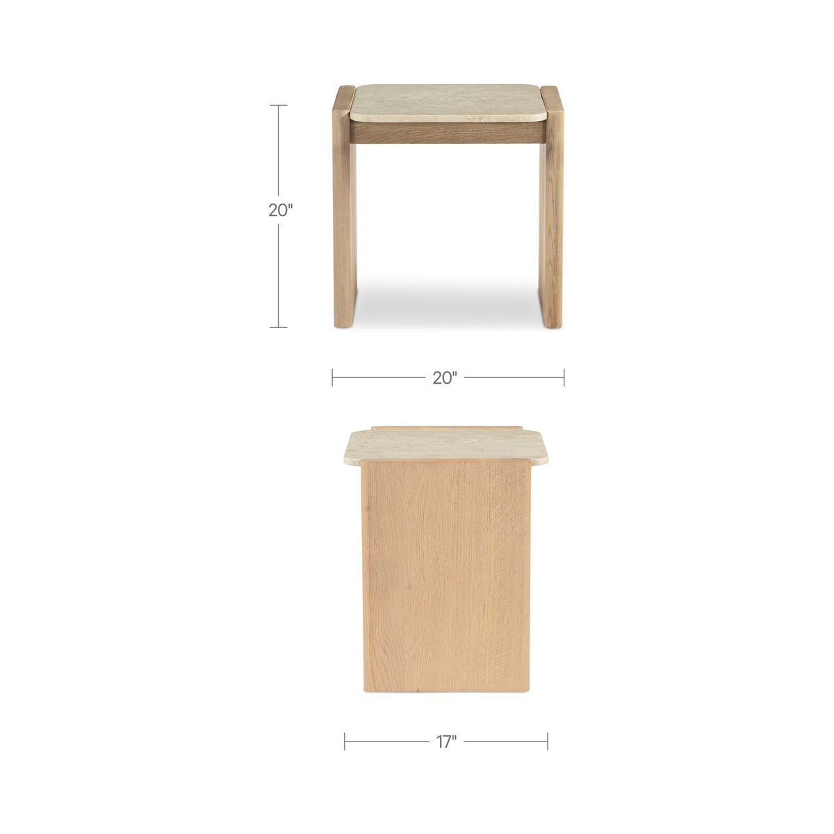 Lane Side Table – 20" Oak and Marble Side Table (9)