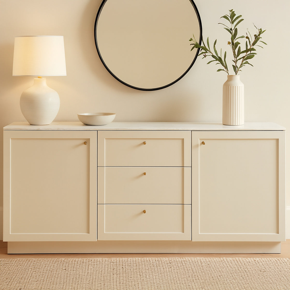 Nadine Sideboard – 78" Marble Top Sideboard (2 Colors) (9)