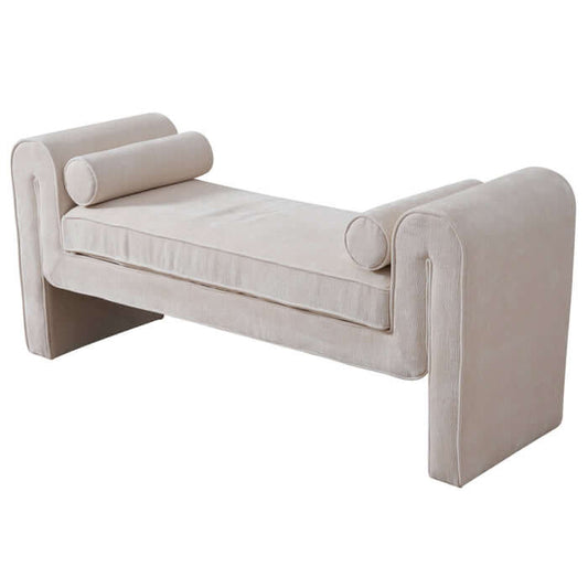 Regent Cream Chenille Fabric Bench 63'