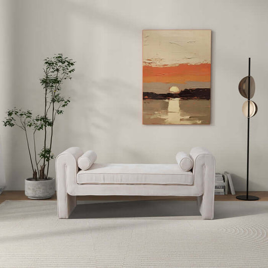 Regent Cream Chenille Fabric Bench 63'