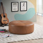 Rochelin Round Tan Leather Ottoman 36'