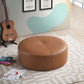 Rochelin Round Tan Leather Ottoman 36'